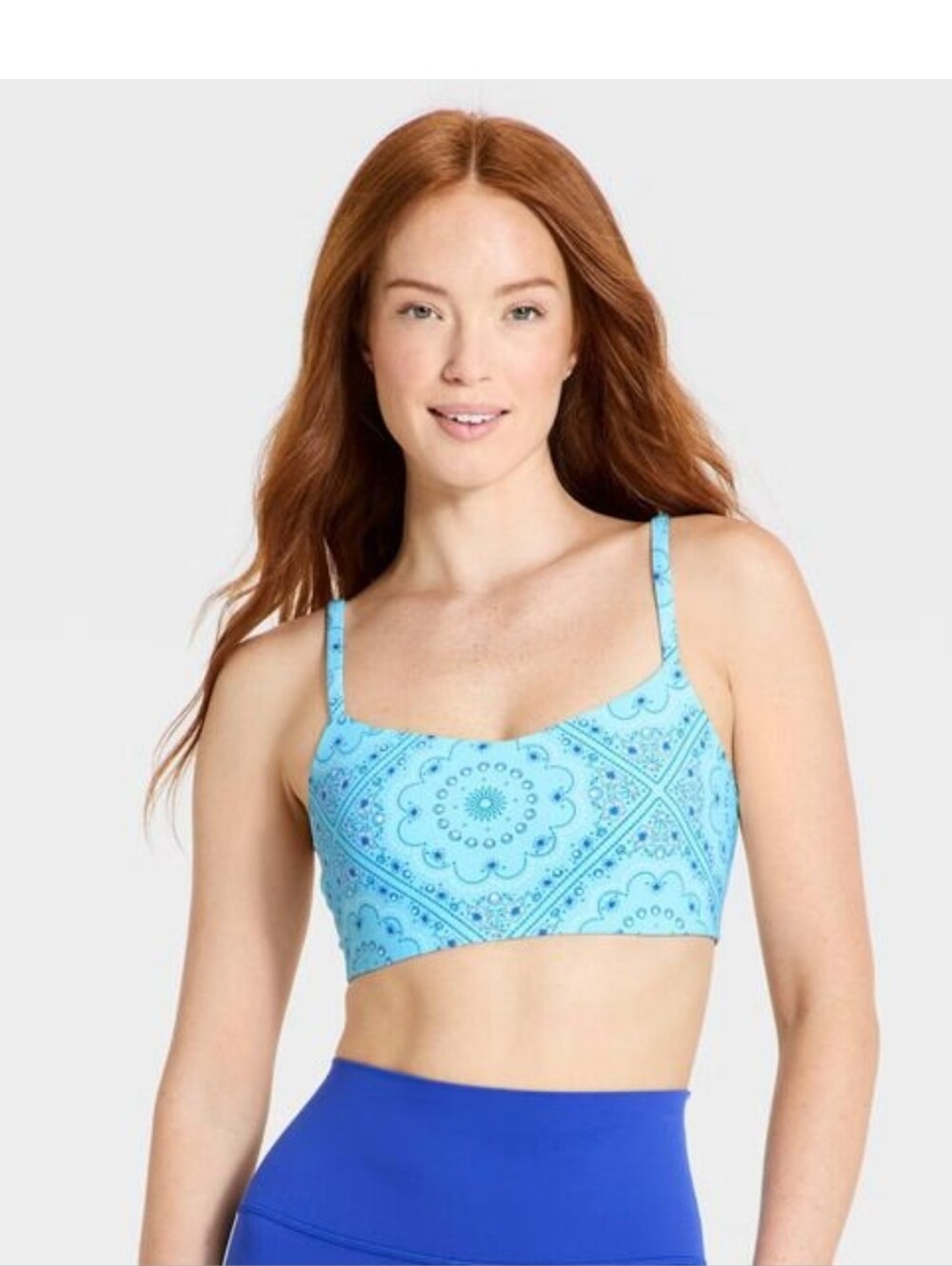 All In Motion Women's Everyday Soft Light Support Strappy Sports Bra, Light Blue